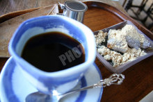 吉田山荘のコーヒー＆お福もち