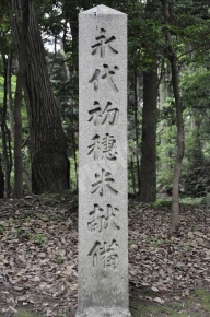 田植祭（伏見稲荷大社）永代初穂米献備と書かれた石碑
